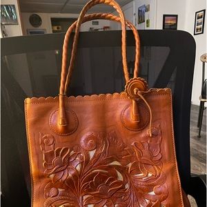 Brown Patricia Nash Shoulder Bag with Embossed Design
